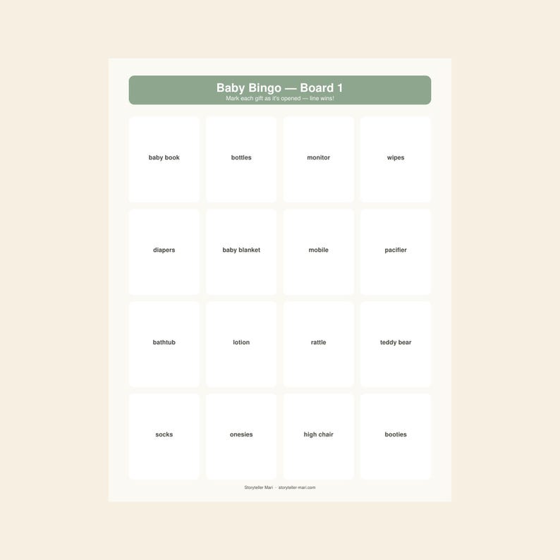 Sage Green Gold Baby Shower Games Bundle, Bingo, Wishes, Predictions image 2