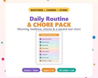 Kids Daily Routine Chore Chart, Toddler Reward Star Tracker, Toddler Responsibility Chart, Behavior Reward