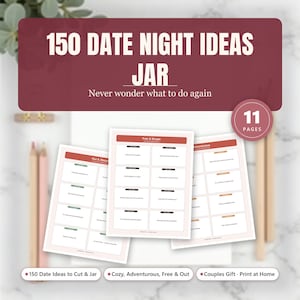 150 idee per serate romantiche, carte attività per coppie, stampabili per momenti accoglienti e avventurosi. immagine 1