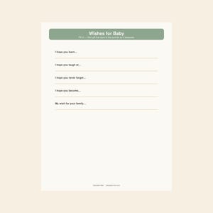 Sage Green Gold Baby Shower Games Bundle, Bingo, Wishes, Predictions image 3