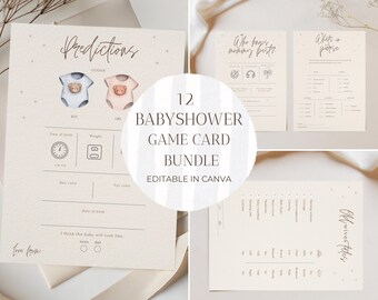 Neutrales Babypartyspiele-Bundle (bearbeitbare Canva-Vorlage)
