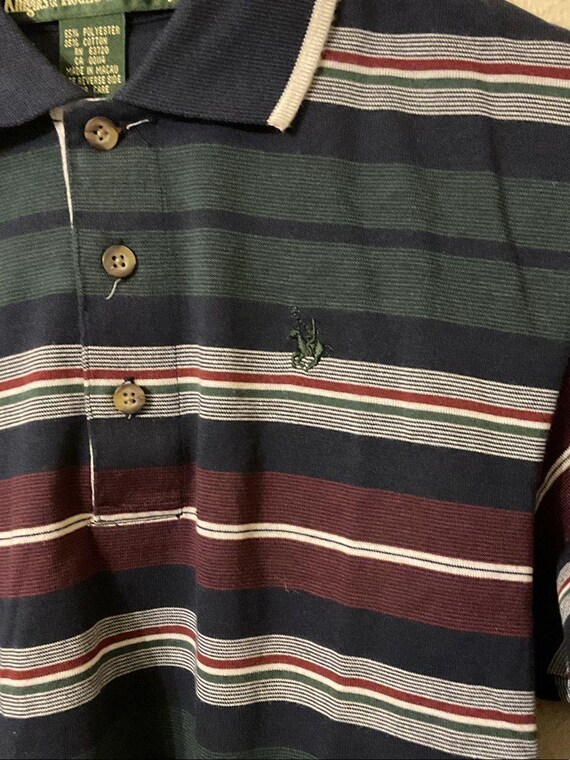 VTG Knight of Round Table Striped Polo Navy/Burgundy/Green with Knight S NWT View 4