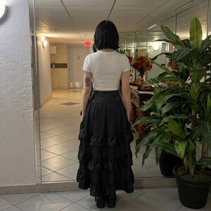 Tiered Ruffle Gothic Skirt Women High Low Layered Black Halloween Gift
