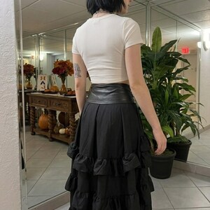 Tiered Ruffle Gothic Skirt Women High Low Layered Black Halloween Gift