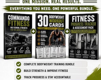 Bodyweight Fitness Bundle | 30 Workout Cards, Progress Tracker, Home Program