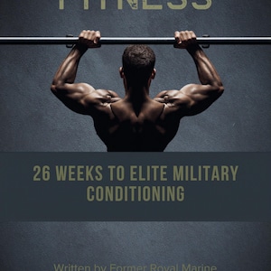 May include: Image of a man doing a pull-up on a bar, with the text "COMMANDO FITNESS" at the top. Below, the text reads "26 WEEKS TO ELITE MILITARY CONDITIONING". The author's name is Steve Robson.