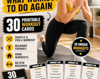 30 Printable Bodyweight Workout Cards | Home Fitness (Digital Download)