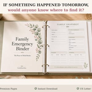Family Emergency Binder Printable,In Case of Emergency Kit, Important Document Organizer, Medical Info Planner, ICE Household Planner,A4 PDF
