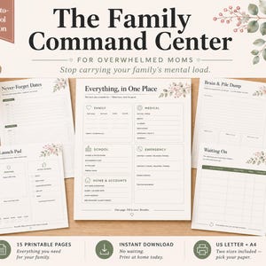 Printbare planner voor moeders met ADHD, gezinsplanner, huishoudmap, map voor huishoudelijk beheer, organizer voor de start van het schooljaar, planner voor mentale belasting, organizer voor moeders