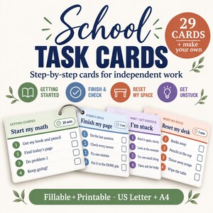 Executive Function Task Cards for Kids | ADHD Visual Checklist | Daily Routine Cards & Chart | Homeschool Classroom Special Education