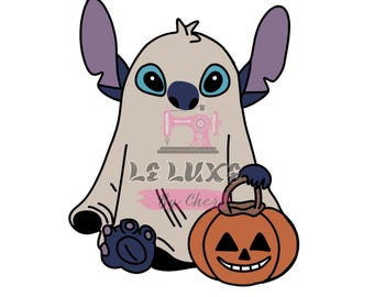 Ghost Stitch Halloween spooky hand drawn png with pumpkin transparent background