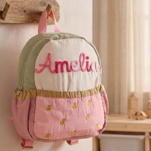 Personalized Kids Backpack • Embroidered Name Toddler Backpack • Custom School Bag Gift for Girls
