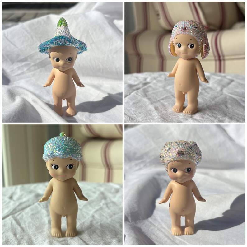 Bedazzled ängelfigur med son | kawaii-figur prydnadsdocka | trendig nyckelringsask bild 4