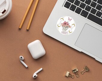 Memento Mori Skull Sticker, Gothic Butterfly Vinyl Sticker, Dark Academia Decal, Witchy Laptop Sticker, Floral Skull Art