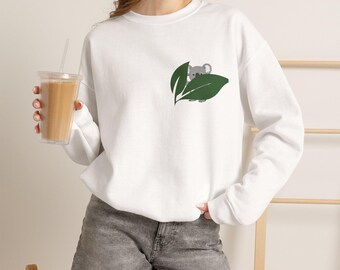 Funny Koala Sweatshirt, Graphic Crewneck, Cute Animal Oversize Hoodie, Introvert Humor Shirt, Aesthetic Forest Green Streetwear