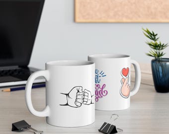 Father's Day Mug, Best Dad Ever Coffee Mug, First Time Dad Gift, Cute Fist Bump Dad Daughter Mug, 11oz Ceramic Mug for Father Birthday