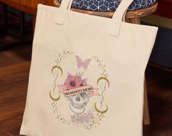 Memento Mori Skull Butterfly Shirt, Tote Bag & Sticker, Gothic Floral Skull Art, Dark Academia Decor, Witchy Aesthetic Gift