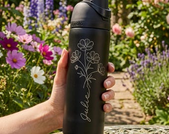 Personalized Birth Flower Owala Tumbler with Custom Name | Floral Engraved Water Bottle | Bridesmaid Gift | Gift for Her | Party Favor