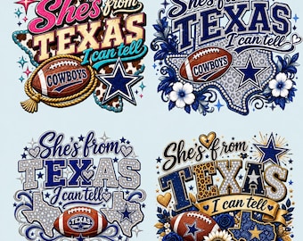 She's From Texas I Can Tell Cowboys Fan PNG, Dallas Western Football Girl Sublimation,Texas Girl Shirt Design, Game Day PNG,Digital Download