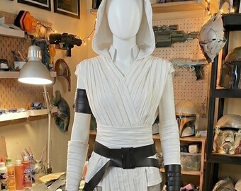 Starwars Inspired White Rey Cosplay Costume The Rise of Sky walker Rey Jedi Outfit.
