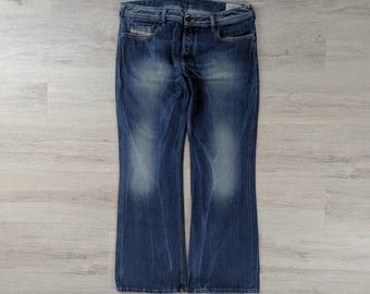 Vintage Diesel Zathan Bootcut Jeans W36 L32 - Y2K Distressed Blue Denim Hose