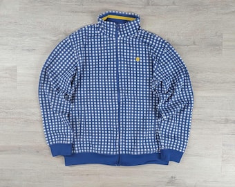 Vintage Ecko Unltd Gingham Trainingsjacke XL - Y2K Blau karierter Reißverschluss