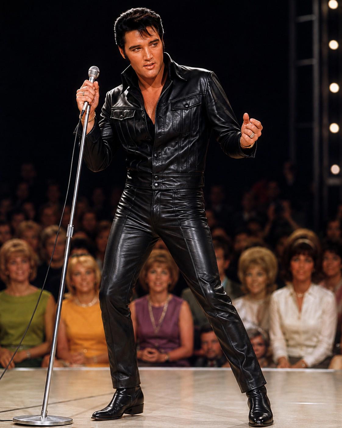 ELVIS1968カムバックスペシャル黒 レザージャケット Elvis Presley 1968 Comeback Special Lambskin Black Leather Suit
