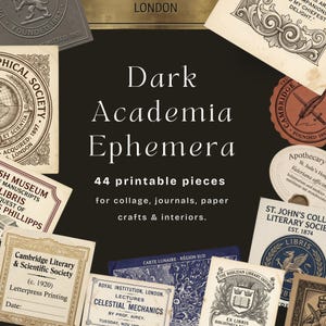 Dark Academia Ephemera Bundle | Vintage Library Labels, Bookplates, Archive Cards (Digital Download)