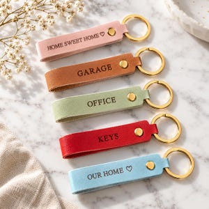 Personalised Leather Keyring, Custom Engraved Name, Date, or Initials Keyring, Christmas, Birthday, Wedding, Anniversary Gift For Him/ Her