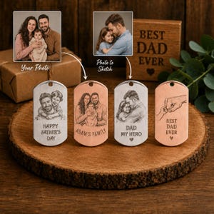 Gepersonaliseerde fotosleutelhanger, roestvrijstalen aandenken sleutelhanger cadeau, fotosleutelhanger voor Vaderdag,