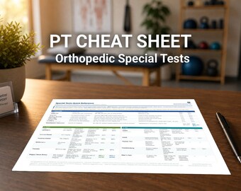Physical Therapy Special Tests Cheat Sheet | Orthopedic Assessment PDF | PT Student Clinical Rotation | New Grad | Printable Quick Reference
