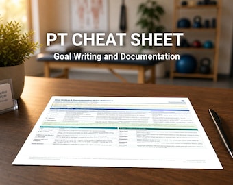 Physical Therapy Goal Writing Cheat Sheet | SOAP Notes Documentation PDF | PT Student | New Grad | Printable Quick Reference