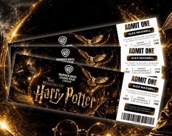 Geschenkidee: Ticket für die Harry-Potter-Studio-Tour – Anpassbare Canva-Vorlage (Sofort-Download)