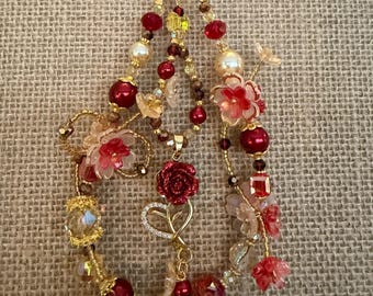 Princess Belle inspired Fairytale Red Rose Phone Charm/Bag Charm!!!