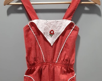 Kid's Vintage Strawberry Shortcake Style Cotton Overalls Tag