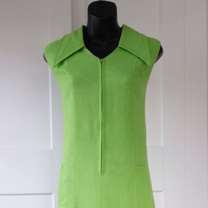 1960s ‘Peppertree’ Pea Green Cotton Mod Shift Dress - Size S/M