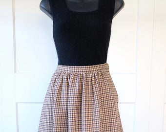 Vintage Mid-Century Houndstooth Wool Skirt - W:26"