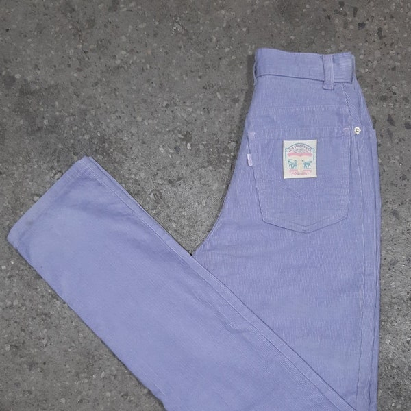 Rare 1970s Vintage Levis Lilac High-Waisted Straight Leg Corduroy Jeans Made in U.S.A sz. W: 22.5"