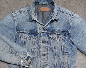 Vintage Levi's Denim Jacket L 90s Sherpa Lined Stonewash Blue