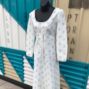 60/70s Baby Blue Lace Juliette Maxi Dress - Size M