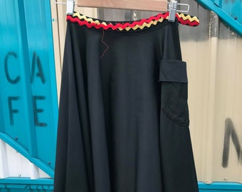 1940s Black Circle Skirt with Ric Rac Trim