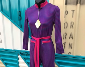 Deadstock 1970s "Oshlack & Co" Purple Striped Children's Jumpsuit