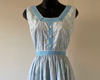 1960s ' Lilly Pulitzer' Blue S'less Dress Full Skirt - W 27"