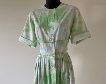 1950s 'Penney's Brentwood Frocks' Short-Sleeved Cotton Day Dress - 30" Waist