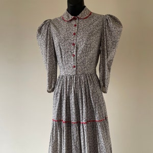 Antique 1930s Small Print Cotton Prairie Dress Sz S image 1