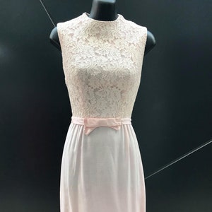 60er Jahre "Milarre Originals" Baby Rosa Spitze und 'Leinen S'less Wiggle - Größe XS