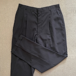 Vintage 1960s Men&#39;s Black Cross Hatch Tropical Weight Trousers