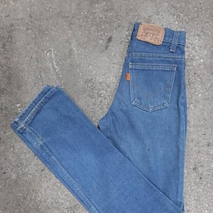 Rare Vintage Orange Tab Levis Straight Leg Student Denim Jeans Made in U.S.A W:26&quot;