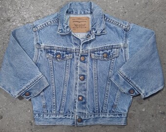 Kid's Vintage 90s Little Levis Orange Tab Stone Wash Denim Jacket Made in U.S.A sz. 4T