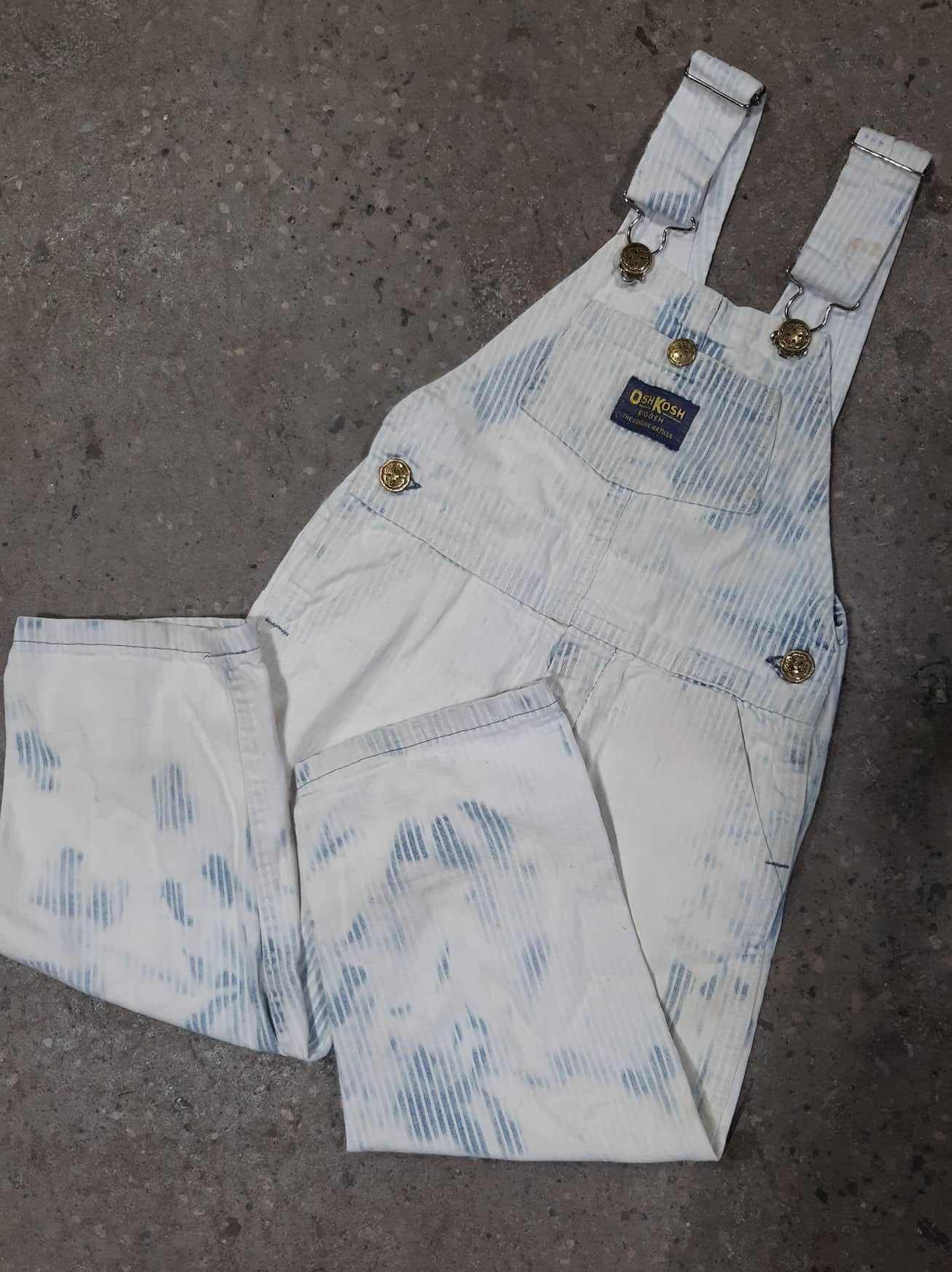 vintage oshkosh アシッド　オーバーオール Rare Kid's Vintage Oshkosh B'gosh Acid Wash Hickory Stripe